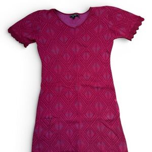 Eco friendly Gudrun Sjoden scandi sweater dress in pink geometric